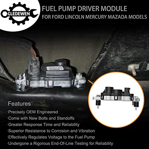 Gledewen 590-001 Fuel Pump Driver Module with Mounting Bolts | for 2004-2011 Ford, 2005-2011 Lincoln, 2005-2011 Mazda, 2005-2011 Mercury Models | Replace#4C2A-9D372-BA, 5L8Z-9D37O-A, 5L8A-9D370-AA - Image 2