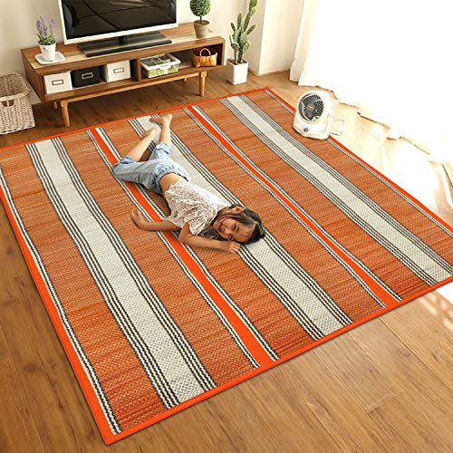 HOKIPO Rectangular Chatai (Orange, Madurkathi, 6.5X4.5 Feet) - Image 2