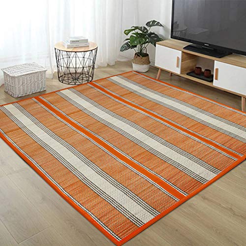HOKIPO Rectangular Chatai (Orange, Madurkathi, 6.5X4.5 Feet) - Image 1