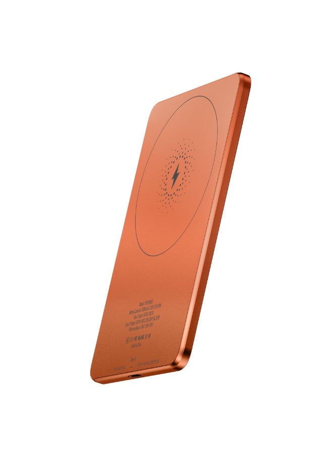 Powerology Ultra-Thin 5000mAh Magsafe Power Bank /15W Wireless Charger Portable Powerbank 5000 mAh/20W Type-C Charging/ Built-in Safeguards / Strong Magnets / Fast Charging / Type-C In/Out - Orange