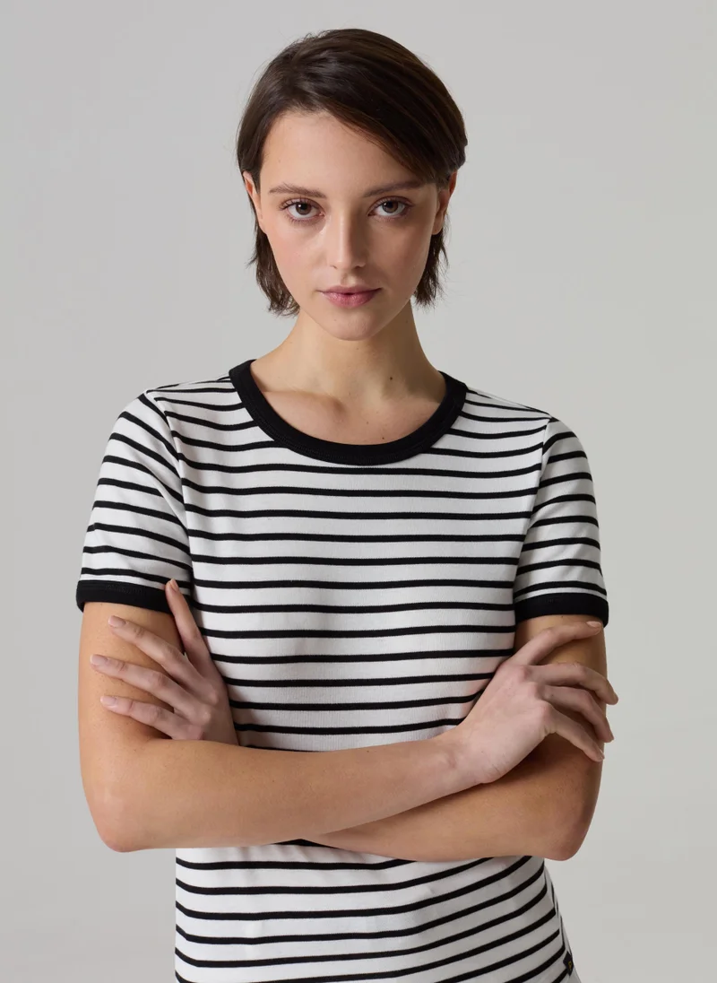 او في اس Striped T-shirt in stretch cotton