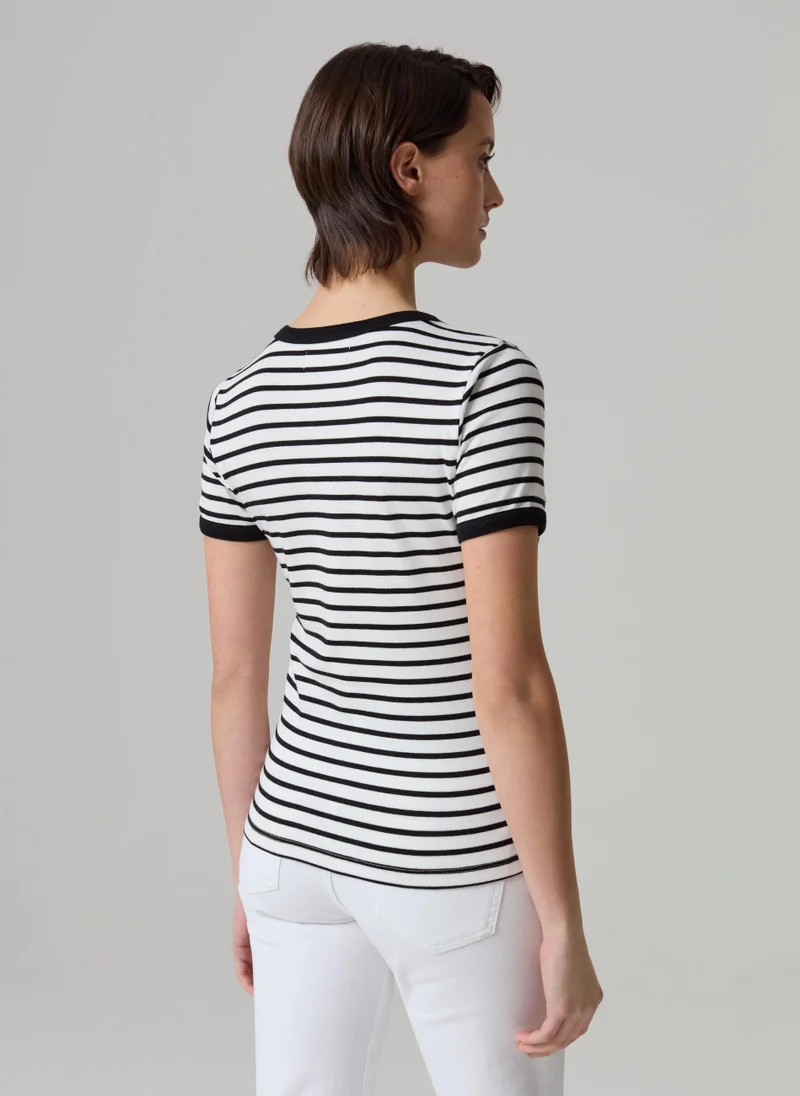 او في اس Striped T-shirt in stretch cotton