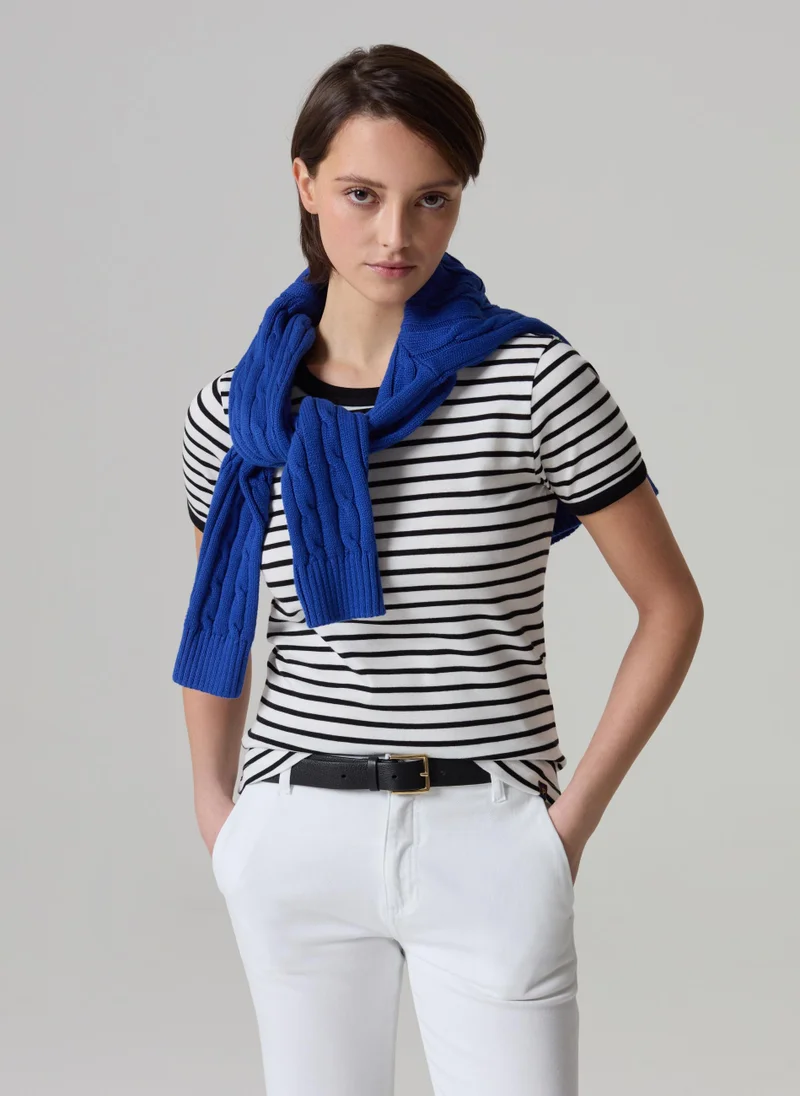 او في اس Striped T-shirt in stretch cotton