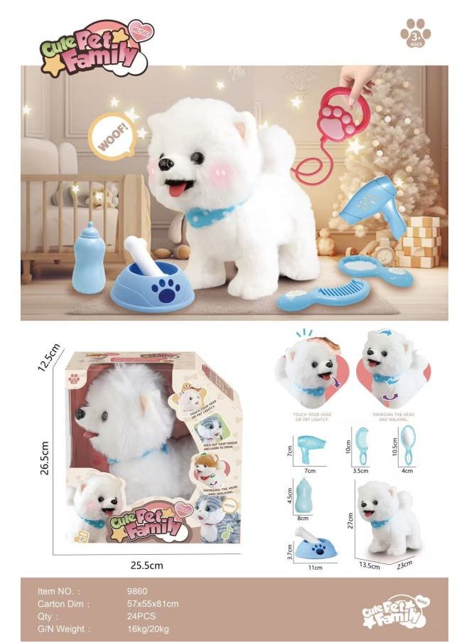 Children's Electric Plush Toy Simulation Can Walk Can Call Teddy Dog White Rabbit Pet Electric Toy Gift Box Wholesale-Color:9860 Satsuma Pet English Version [export Only]  - Image 1