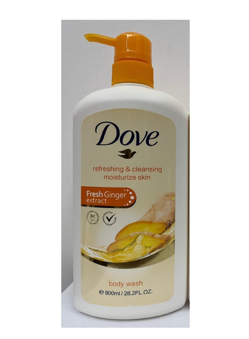 Dove Refreshing & Cleansing Moisturize Skin Fresh Ginger Extract Body Wash 800ml - Image 1
