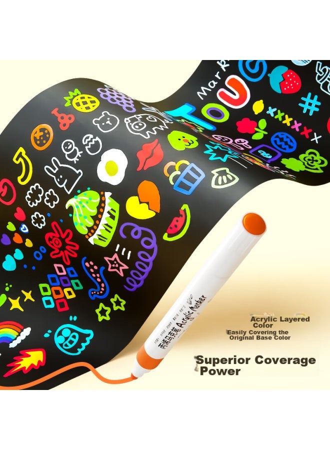 Touch Mark Acrylic Markers, 48 Colors, Watercolor Pens, Quick-drying, Waterproof, Non-translucent, Graffiti Drawing Pens, Diy Paint Brushes, Marker Pens, Back-to Gifts For Students And Children - Image 5