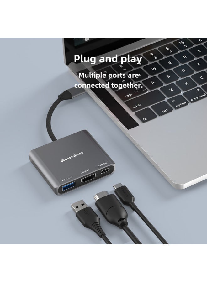 محول Type-C لمحطة الإرساء بدقة 4K 60Hz، شاحن سريع PD، محور USB 3.0، محطة إرساء للحاسوب المحمول - Image 2