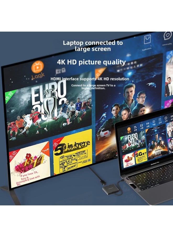 محول Type-C لمحطة الإرساء بدقة 4K 60Hz، شاحن سريع PD، محور USB 3.0، محطة إرساء للحاسوب المحمول - Image 3