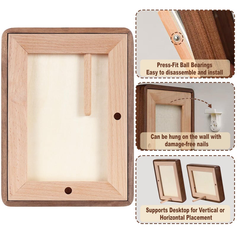 HELPLEX 5x7 Picture Frame Set of 2  Display Picture 4x6 with Mat or 5x7 Without Mat  Made of Natural Walnut Wood  HD Tempered Glass  Vertical or Horizontal Display for Tabletop and Wall - Image 4