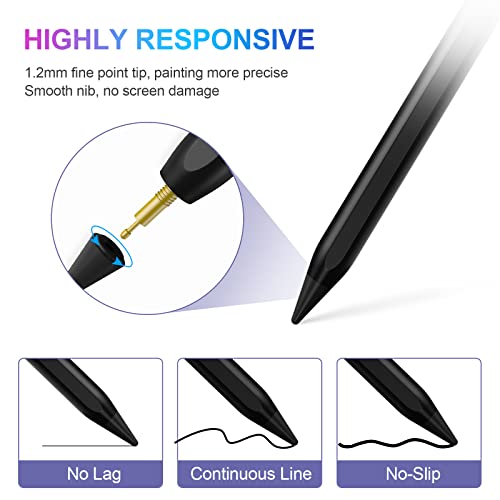 COO ​​​Stylus Pen for iPad 2018-2023 with Palm Rejection, Active Pencil for iPad 10th/9th/8th/7th/6th Generation, for iPad Pro 11/12.9 inch, for iPad Air 5th/4th/3th Gen, for iPad Mini 6th/5th Gen (Black) - Image 4