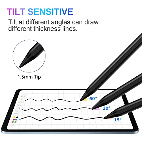 COO ​​​Stylus Pen for iPad 2018-2023 with Palm Rejection, Active Pencil for iPad 10th/9th/8th/7th/6th Generation, for iPad Pro 11/12.9 inch, for iPad Air 5th/4th/3th Gen, for iPad Mini 6th/5th Gen (Black) - Image 5