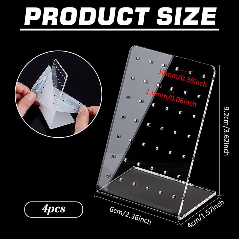 PH PandaHall 4 Pack Earring Holder, 42 Holes Small Ear Studs Display Stand L-Shape Earrings Jewelry Show Rack Stand Organizer Plastic Display Showcase 2.3 x 3.5 x 1.5 Inch - Image 3