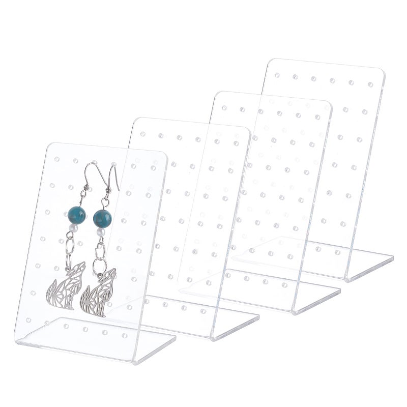 PH PandaHall 4 Pack Earring Holder, 42 Holes Small Ear Studs Display Stand L-Shape Earrings Jewelry Show Rack Stand Organizer Plastic Display Showcase 2.3 x 3.5 x 1.5 Inch - Image 1