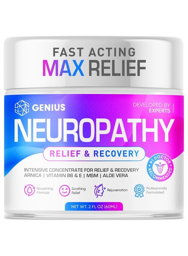 GENIUS CURE GENIUS Neuropathy Nerve Relief Cream with Arnica and Vitamin B6 - Maximum Strength for Feet, Hands, Legs, Toes - Soothing and Effective Relief - Image 1