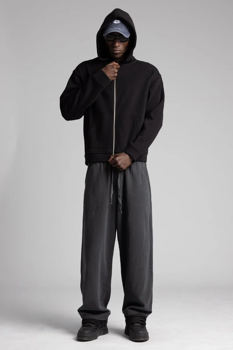 Catch Diagonal Hooded Zip-Up Sweatshirt