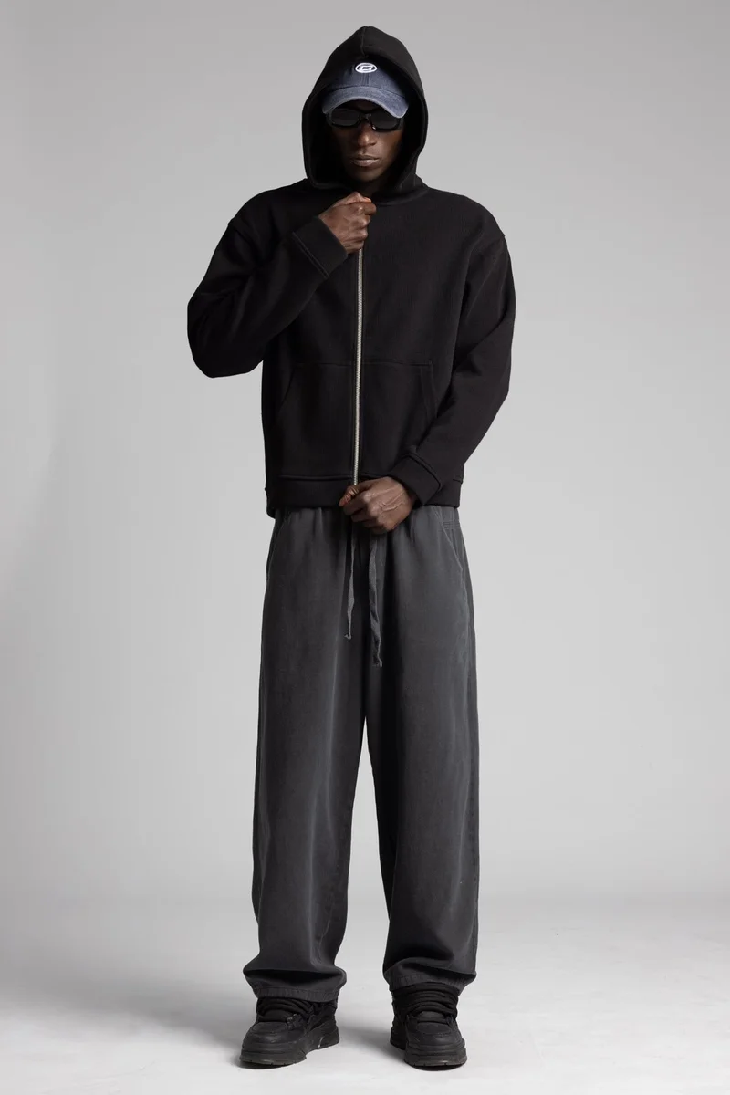 Catch Diagonal Hooded Zip-Up Sweatshirt
