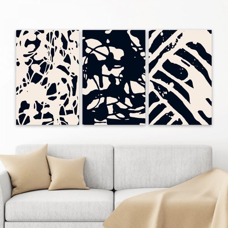 ماركتنا ثلاث لوحات قماشية فخمة بتصميم مودرن مع برواز مجوف مقاس (90×40) ثلاث قطع - Image 1