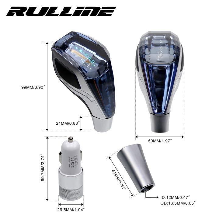 RULLINE Touch-Activated LED Illuminated Crystal Gear Shift Knob Compatible with Most Cars Without Button Operated Shifter - Image 2