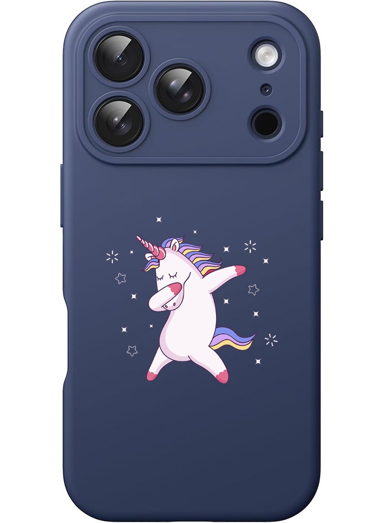 Theodor Protective Slim Fit Case Liquid Silicone Cover with Full Body Protection Anti-Scratch Shockproof Case For Apple iPhone 17 Pro (Blue) unicorn - Image 1