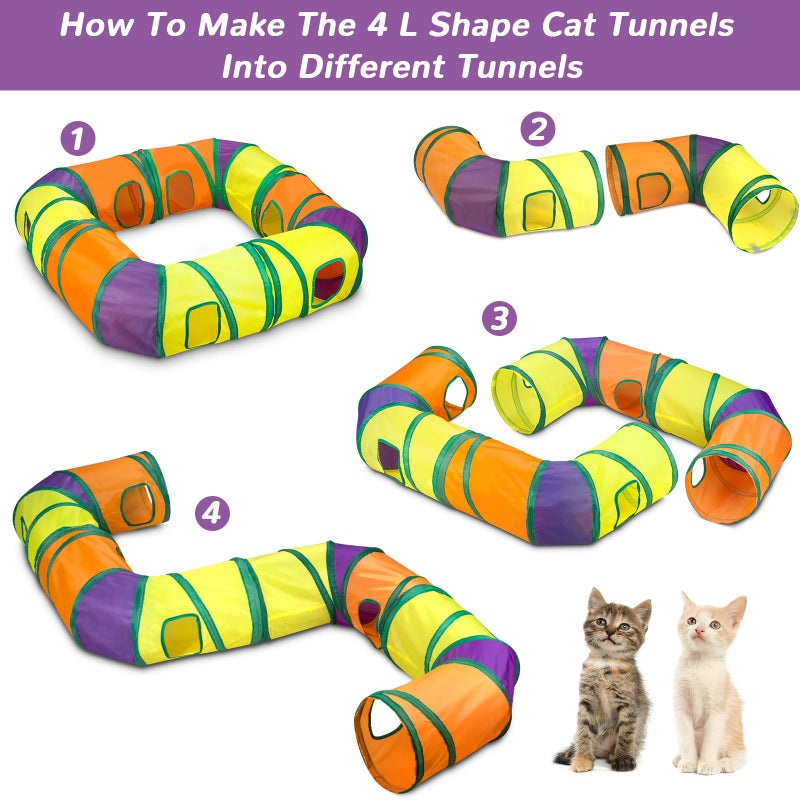 Retro Shaw 25Pcs Cat Toys, Extra Large Tunnels with Cats Toys, Ideal Indoor Interactive Kitten Toys, Kitty Tube Tent Feather Wand Teaser Balls Bell Crinkle Fuzzy Springs Mouse - Image 5