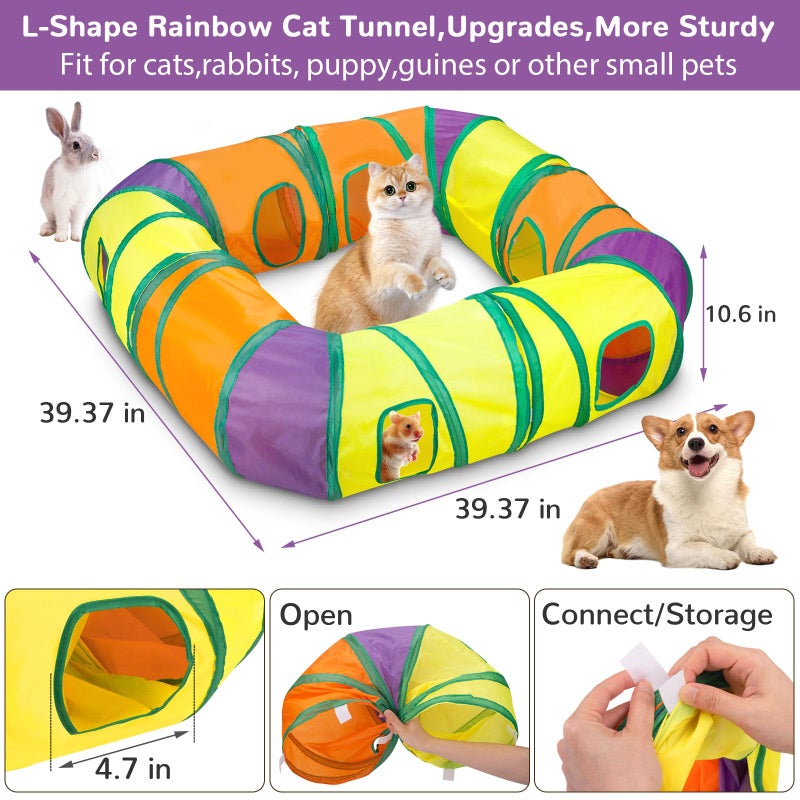 Retro Shaw 25Pcs Cat Toys, Extra Large Tunnels with Cats Toys, Ideal Indoor Interactive Kitten Toys, Kitty Tube Tent Feather Wand Teaser Balls Bell Crinkle Fuzzy Springs Mouse - Image 2