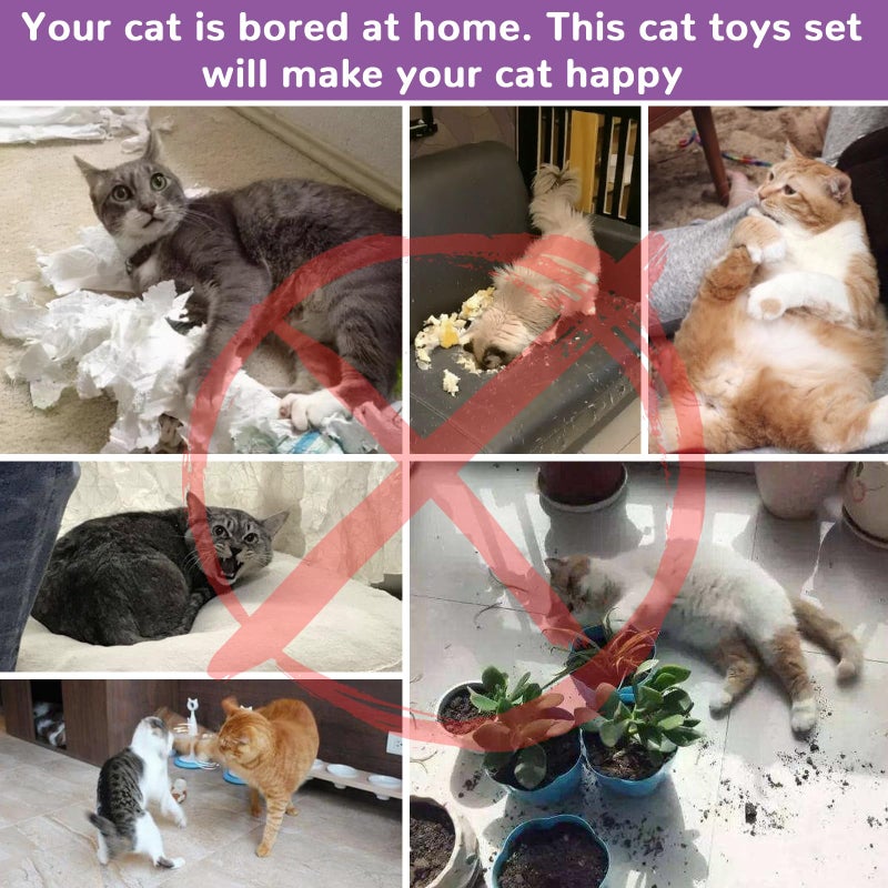 Retro Shaw 25Pcs Cat Toys, Extra Large Tunnels with Cats Toys, Ideal Indoor Interactive Kitten Toys, Kitty Tube Tent Feather Wand Teaser Balls Bell Crinkle Fuzzy Springs Mouse - Image 4