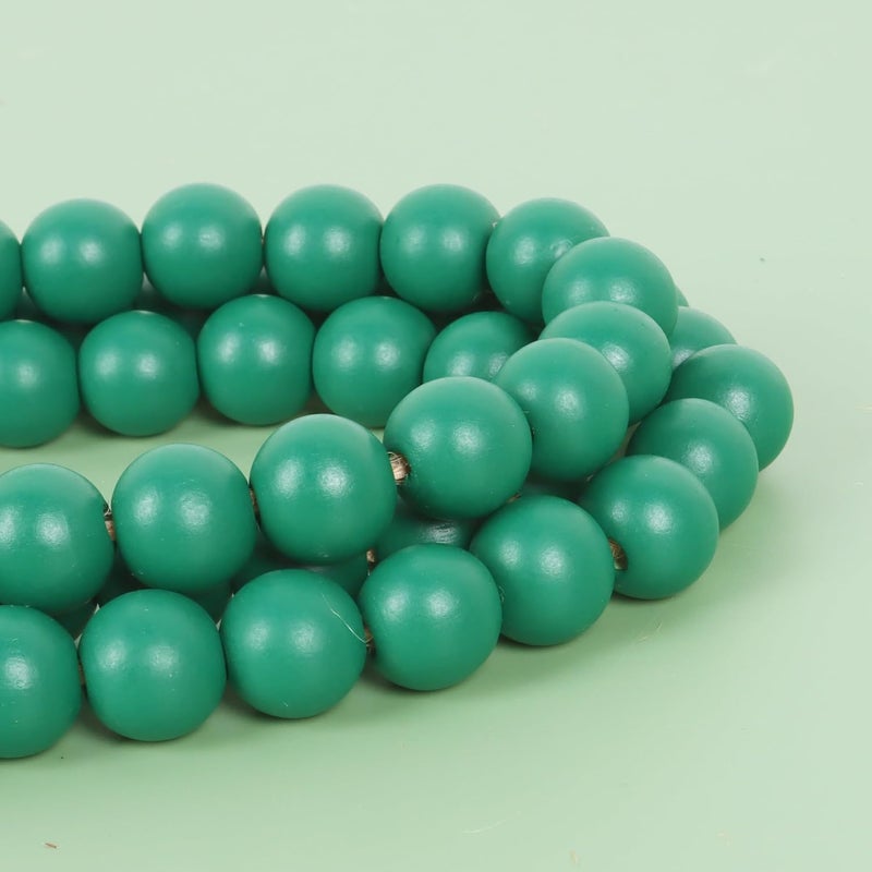 RAMIRABI 58in Wood Bead Garland with Tassels, Farmhouse Rustic Country Decor Prayer Boho Wall Hanging Decoration (Deep Green) - Image 5