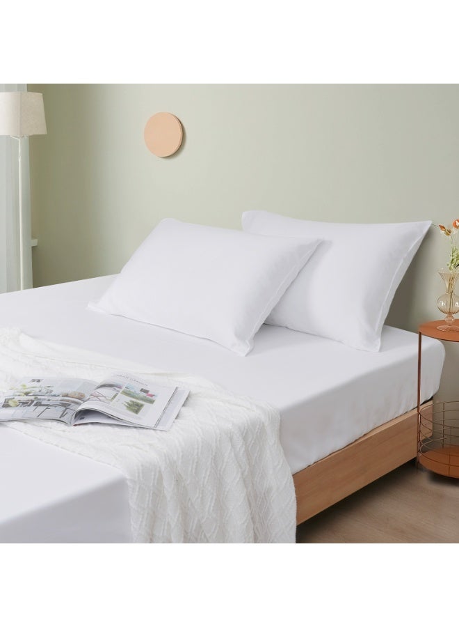 David's Home 100% Rayon Derived from Bamboo Cooling Fitted Sheet in King Size (200cm x 200cm), 40cm Deep Pocket, 2.5cm Wider Strong Elastic, Silky Smooth, White - Image 2