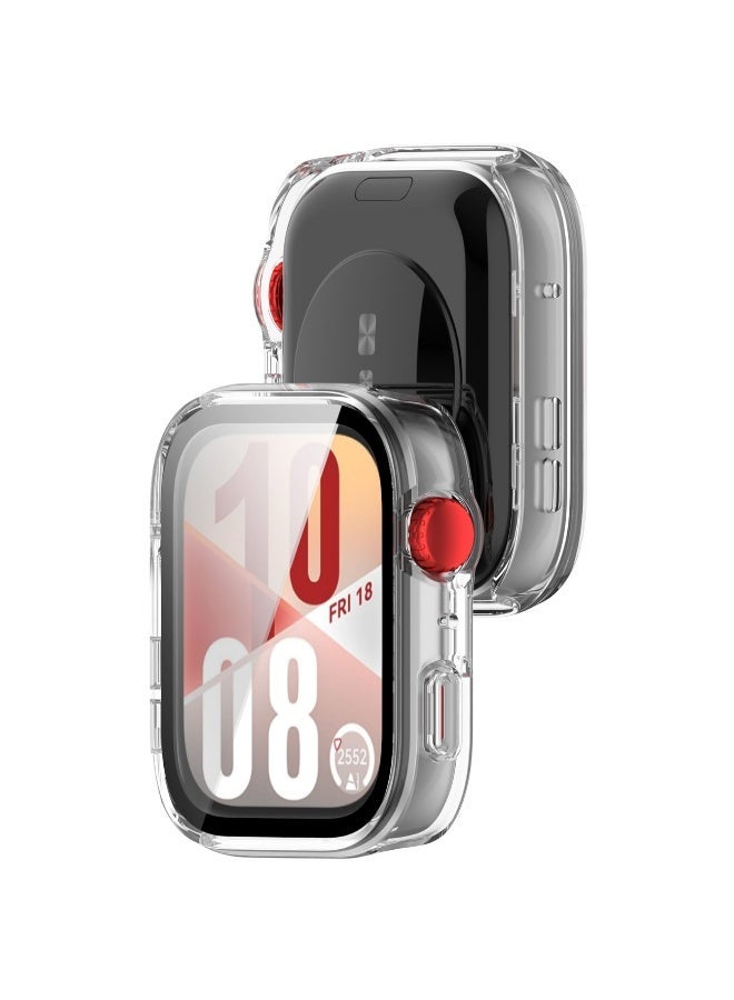 1pcs حالة وحماية الشاشة لـ Huawei Watch Fit 4 ، جميع أنحاء مكافحة الخدش مقاومة للصدمات واقية للكمبيوتر الشخصي الصلب الغطاء الكامل الزجاج المقوى متوافق مع Huawei Watch Fit4 (شفاف) - Image 3