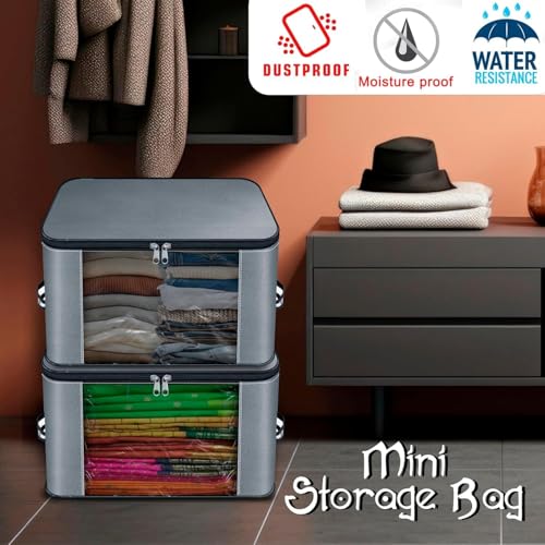 GROFFY Nylon Wardrobe Bag Underbed Moisture Proof Cloth Storage Organizer, Storage box for Clothes Saree Bags with Zippered Closure & Handle Square (SET OF 5) - Image 3