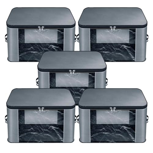 GROFFY Nylon Wardrobe Bag Underbed Moisture Proof Cloth Storage Organizer, Storage box for Clothes Saree Bags with Zippered Closure & Handle Square (SET OF 5) - Image 1