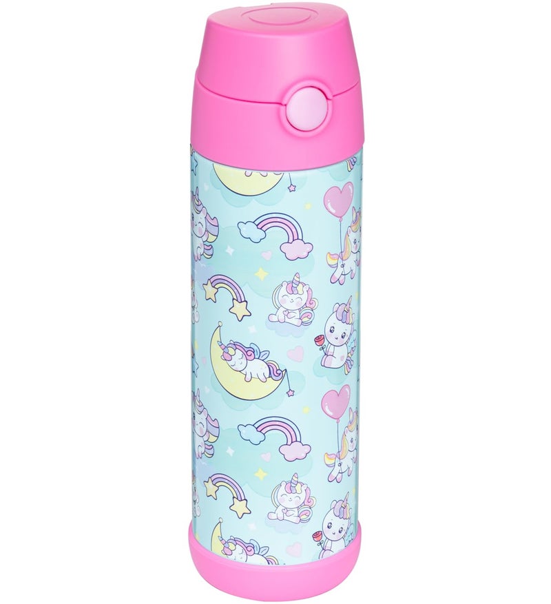 Snug Kids Water Bottle  insulated stainless steel thermos with straw GirlsBoys  Unicorn 17oz