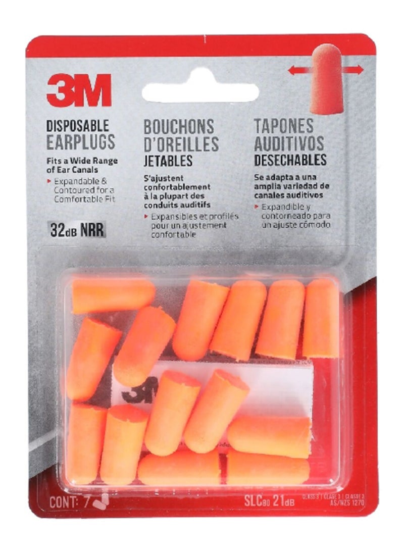 3M سدادات أذن للاستخدام مرة واحدة مكونة من 14 قطعة باللون البرتقالي 92077H7-DC