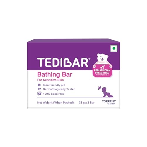 Tedibar Moisturising Baby Bathing Bar 75gx3 (Pack of 1) 100% Soap Free No. 1* Pediatrician Prescribed Moisturising Bar - By Torrent Pharma - Image 1