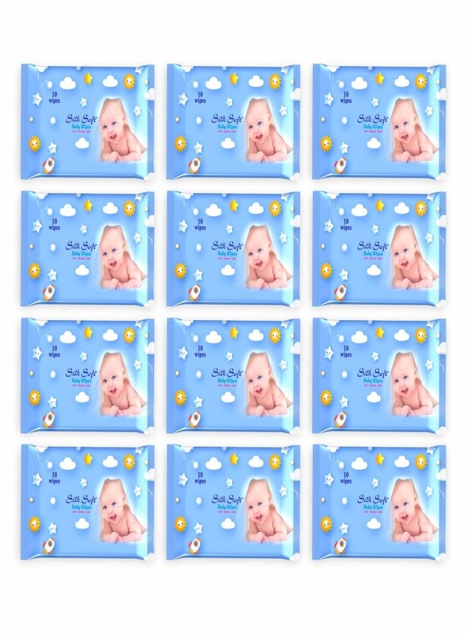 Silk Soft Baby Wet Wipes - 120 Wipes (10 x 12 Packs) | Fragrance-Free, Alcohol-Free & Hypoallergenic | Extra Thick, Moisturizing & Gentle on Sensitive Baby Skin - Image 1