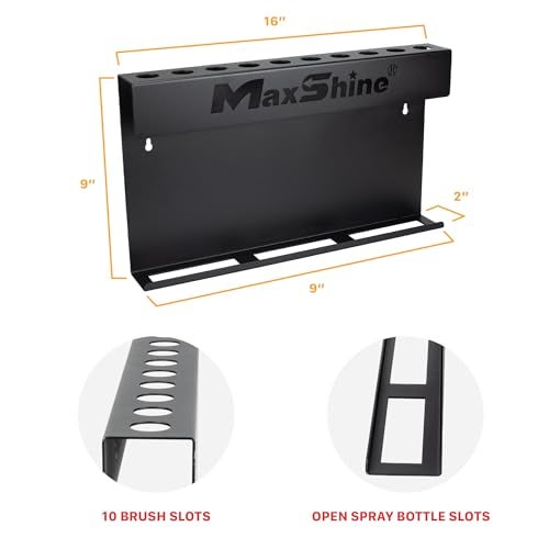 Maxshine Universal Detailing Brush & Spray Bottle Holder - Car Garage & Mobile Detailing Organizer, Holds 10 Detailing Brushes & Trigger Spray Bottles, Space-Saving Auto Detailing Accessories - Image 2