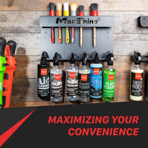 Maxshine Universal Detailing Brush & Spray Bottle Holder - Car Garage & Mobile Detailing Organizer, Holds 10 Detailing Brushes & Trigger Spray Bottles, Space-Saving Auto Detailing Accessories - Image 4