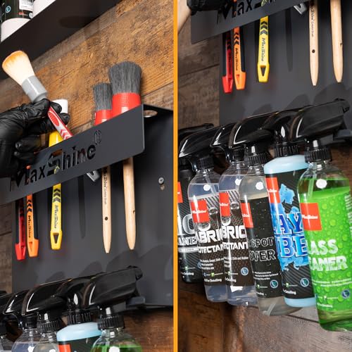 Maxshine Universal Detailing Brush & Spray Bottle Holder - Car Garage & Mobile Detailing Organizer, Holds 10 Detailing Brushes & Trigger Spray Bottles, Space-Saving Auto Detailing Accessories - Image 3