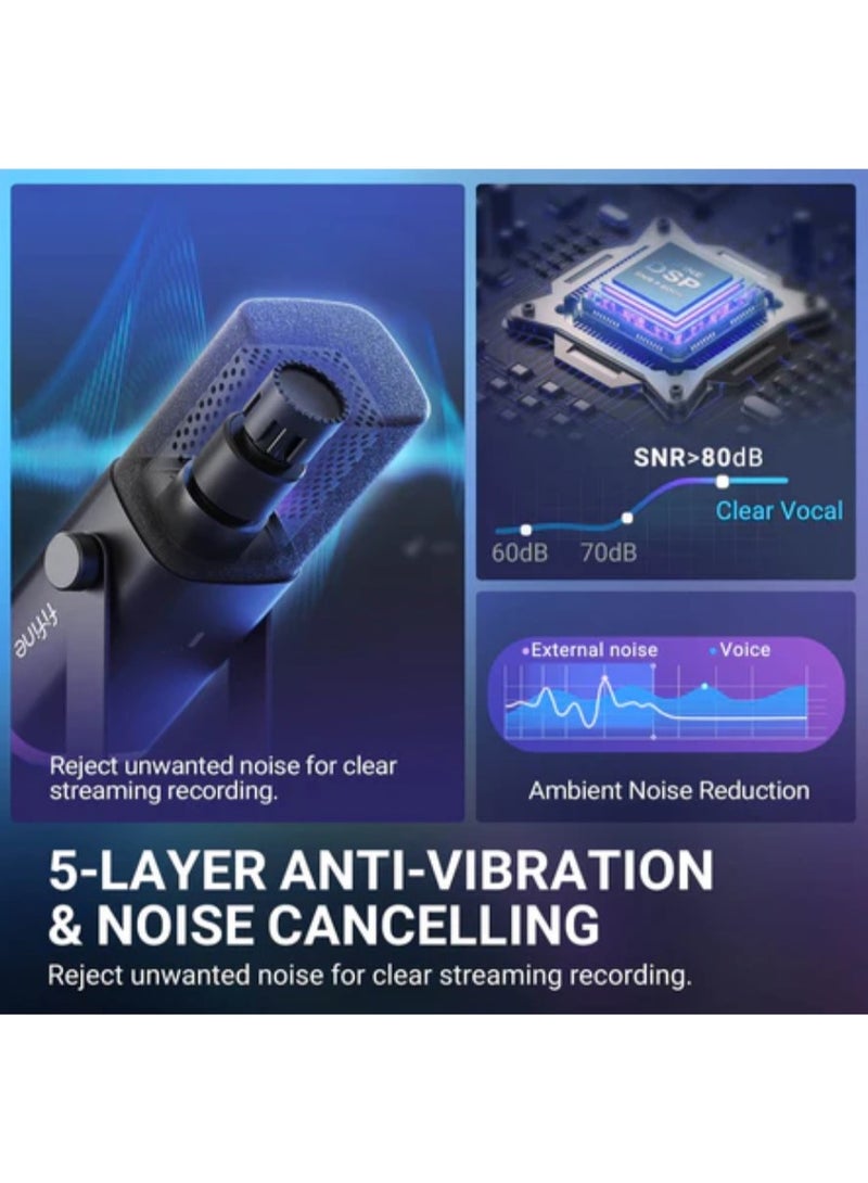 فيفين ميكروفون FIFINE AmpliGame AM8S الديناميكي مع حامل مكتبي قابل للتعديل - Image 4