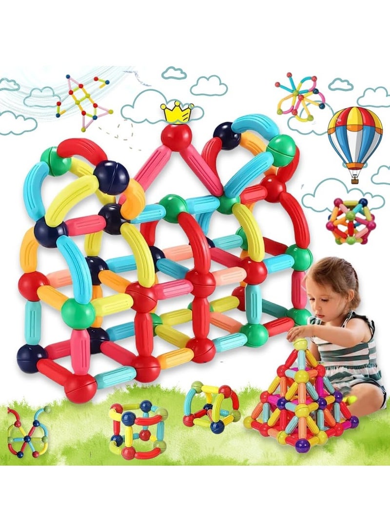 42 PCS Magnetic Building Blocks Toy, Stacking Magnetic Stick Rods and Ball Toys, Educational Construction Puzzle for Kids  - Image 2