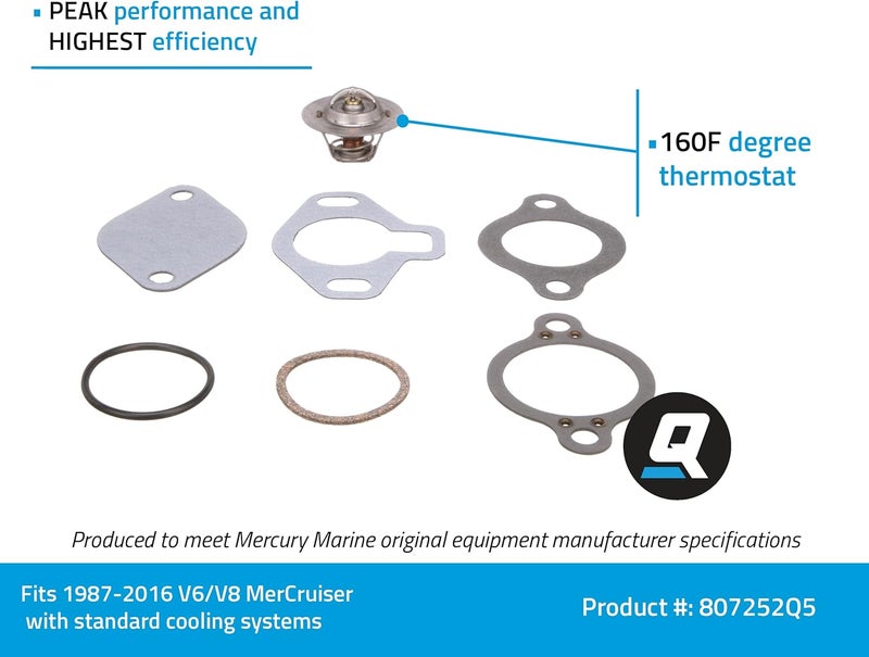 Quicksilver ترموستات كويك سيلفر البديل 807252Q5 - 160 درجة لمحركات V-6 و V-8 ميركروزر - Image 2