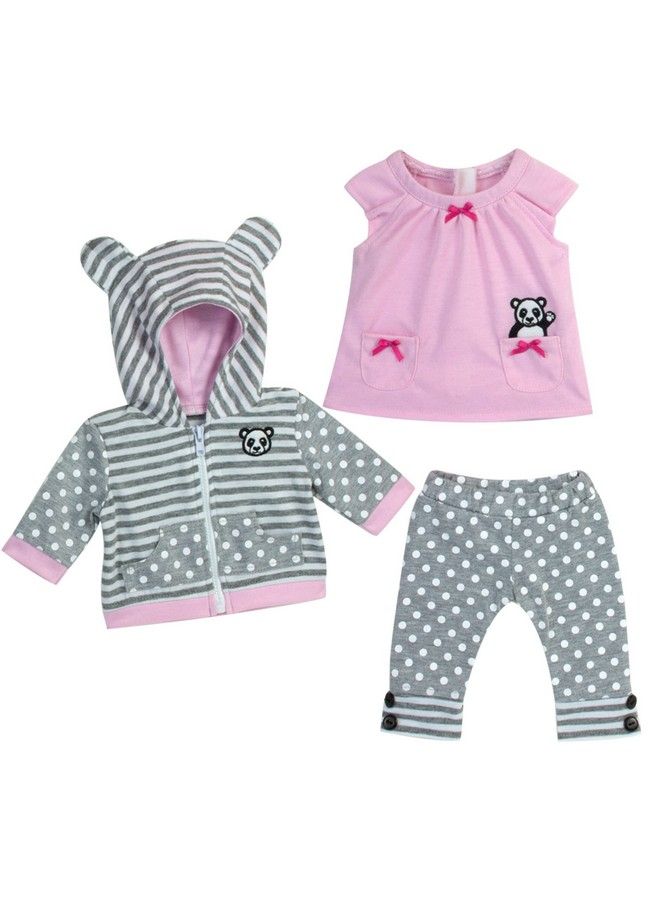 Sophia's Baby Doll Outfit Includes Panda Bear Hooded Sweatshirt Pink Tunic And Gray Polka Dot Leggings 3 Piece Set For 15" Dolls Pink/Gray - Image 1
