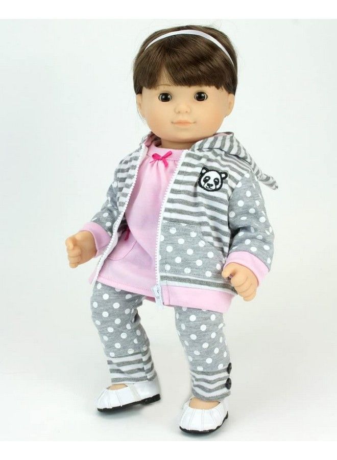 Sophia's Baby Doll Outfit Includes Panda Bear Hooded Sweatshirt Pink Tunic And Gray Polka Dot Leggings 3 Piece Set For 15" Dolls Pink/Gray - Image 5