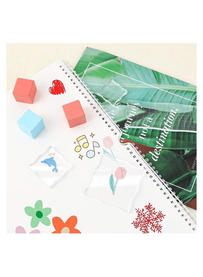 SYOSI Acrylic Stamp Block, Clear Stamps Block with Grid Lines, Assorted Sizes Acrylic Blocks Decorative Stamp Blocks, for Scrapbooking Crafts Card Making, 6 Pcs - Image 2