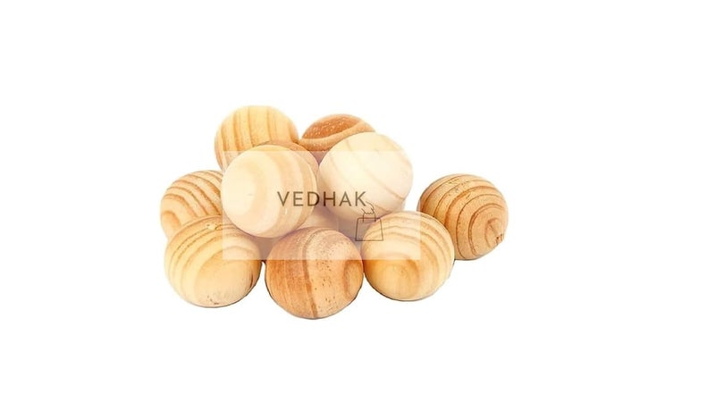 VEDHAK VEDHAK Natural Red Wood Cedar Balls For Pest Control Garments Closets Wardrobe Fragrance Clothes Freshener Moth Protection Wooden Cedar Balls Combo6 pcs - Image 1