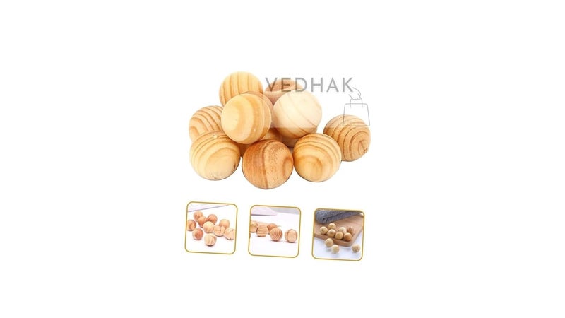 VEDHAK VEDHAK Natural Red Wood Cedar Balls For Pest Control Garments Closets Wardrobe Fragrance Clothes Freshener Moth Protection Wooden Cedar Balls Combo6 pcs - Image 4