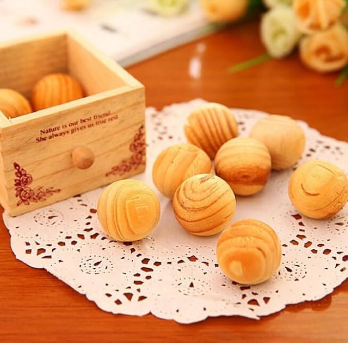 VEDHAK VEDHAK Natural Red Wood Cedar Balls For Pest Control Garments Closets Wardrobe Fragrance Clothes Freshener Moth Protection Wooden Cedar Balls Combo6 pcs - Image 5