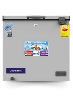 ICONA Icona 200L Chest Freezer – Sliding Glass Door Deep Freezer with Lock & Key, LED Light, Temperature Control, and Stainless Steel Interior – Model ILCF-225H  - Image 1