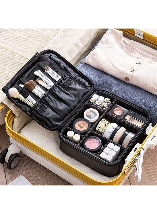 NitevoMakeup Train Case - Professional Cosmetic Organizer Makeup Artist Box with Adjustable Dividers for Women - Black & White (10 Inch) - Image 3