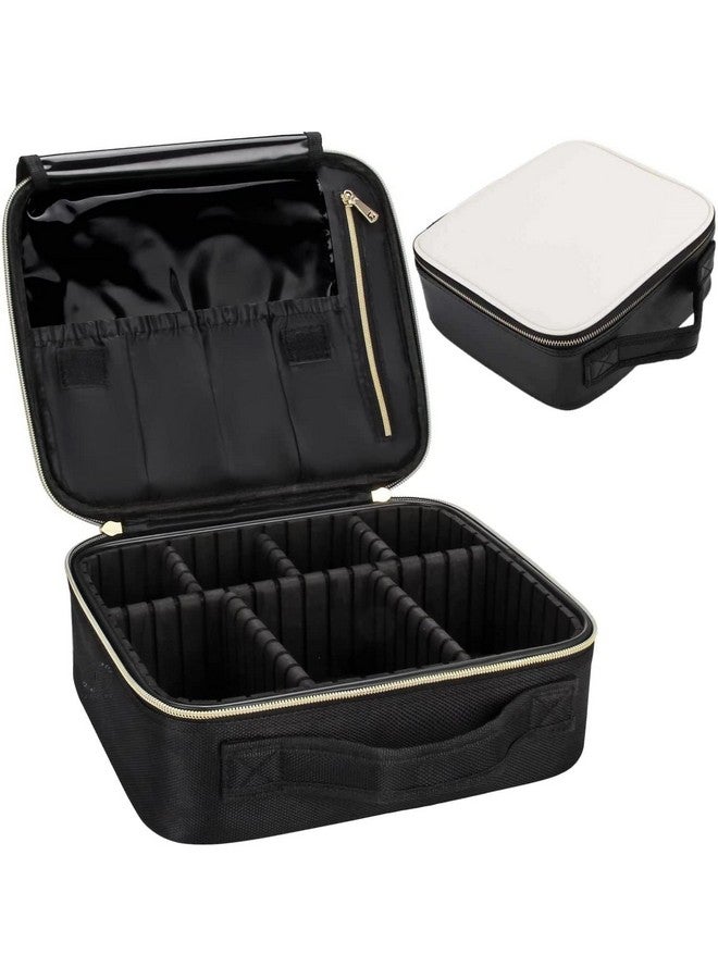 NitevoMakeup Train Case - Professional Cosmetic Organizer Makeup Artist Box with Adjustable Dividers for Women - Black & White (10 Inch) - Image 2